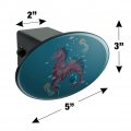 Hippocampus Mythical Sea Horse With Fish Oval Tow Trailer Hitch Cover Plug Insert
