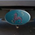 Hippocampus Mythical Sea Horse With Fish Oval Tow Trailer Hitch Cover Plug Insert