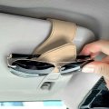 Jeep Grill Beige Leather Magnetic Sunglass Holder Car Sun Visor Mount Clip Official Licensed 