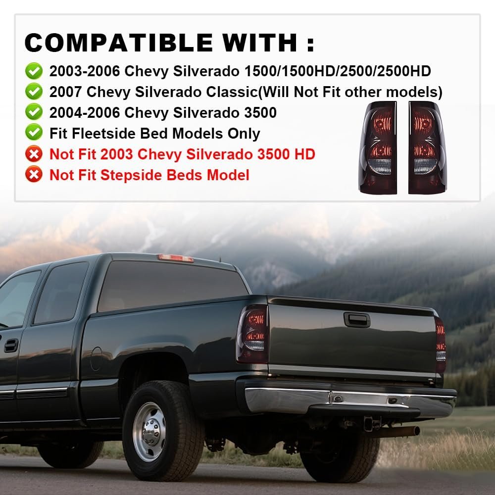 Tail Lights Assembly Pair For Chevy Silverado 2003-2006 Rear Light Lamp Smoke Left And Right With Harness Dark Lens