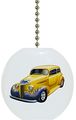 Yellow Hot Rod Car With Blue Flames Solid Ceramic Fan Pull 