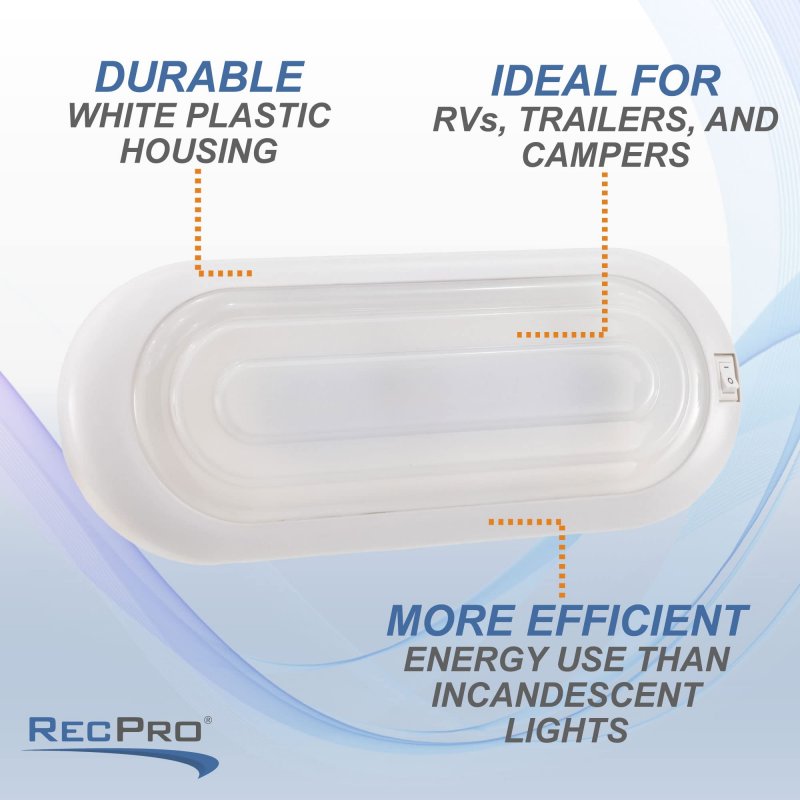Recpro Rv 12v Led Dome Light With Switch Surface Mount 5