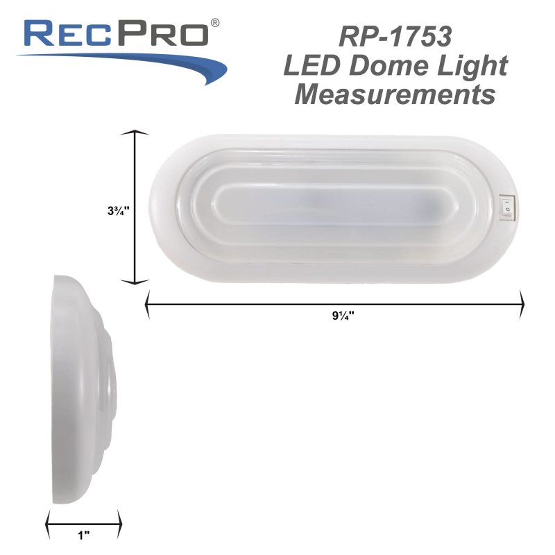 Recpro Rv 12v Led Dome Light With Switch Surface Mount 5