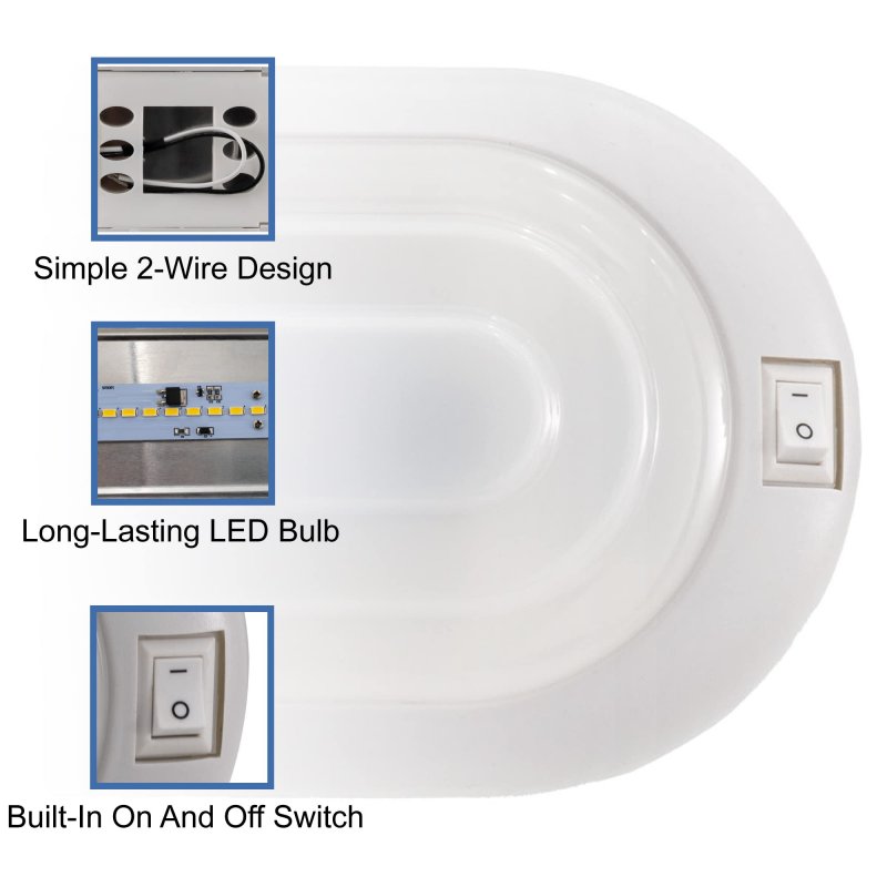 Recpro Rv 12v Led Dome Light With Switch Surface Mount 5