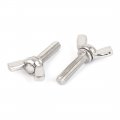 Uxcell M5 X 20mm 0 8mm Pitch 304 Stainless Steel Tone Wing Bolt Butterfly Screw Silver 5pcs
