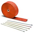 15m Orange Exhaust Heat Wrap 12 Inches Long 5mm Width Neo Chrome Zip Tie 