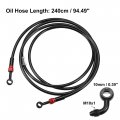 X Autohaux Brake Hose An3 28 90 Degree M10 Motorcycle Hydraulic Line Oil Pipe Fitting For Atv Motocross Racing Bike 240cm Black