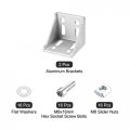 Uxcell 4set Inside Corner Bracket Gusset Kits 57x57x59mm 6060 Angle Connector For European Series Aluminum Profile Silver 32 X