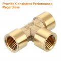 Uxcell Brass Tee Pipe Fitting 1 4 X Npt 3 Way T-connector For Gas Transport Connect Pipelines 2pcs