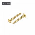 Uxcell Wood Screws M3 X 20mm Slotted Round Head Brass Self-tapping Screw 100 Pcs