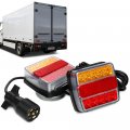 G-plus 2pcs Magnetic Led Trailer Towing Light Kit 24ft Cable With 7 Pin Plug Fit For 5 Wire Systems Standard Rvs Campers Trucks 