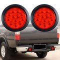 Astra Depot 2pcs Red 4 Round 12 Led Brake Stop Tail Light Grommet Plug For Truck Trailer Rv Ute Utv