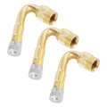 3pcs Metal 45 Degree Valve Stem Vacuum Tyre Extension Extenders Adapter For Car Motorcycle Gold Tone 