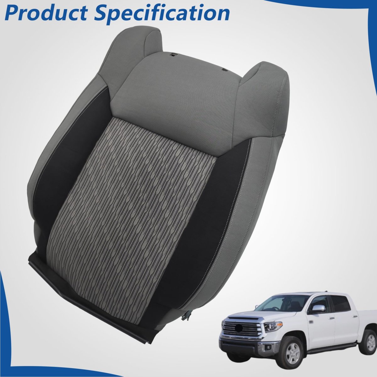Cloth Front Driver Side Top Lean Back Seat Cover Gray-black Replacement For Tundra 2014-2021
