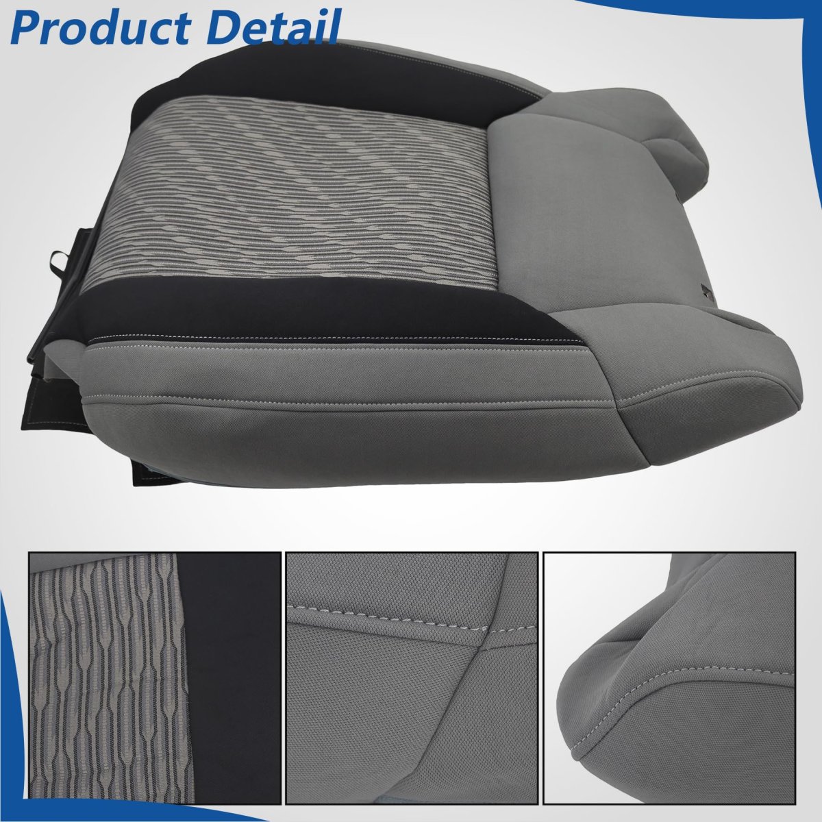 Cloth Front Driver Side Top Lean Back Seat Cover Gray-black Replacement For Tundra 2014-2021