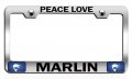 Peace Love Marlin Fishing Chrome Metal License Plate Frame Tag Holder K5 