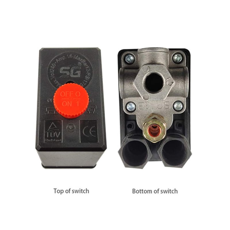 4-way Air Compressor Pressure Switch Central Pneumatic Control Valve Belt 90-120 Psi 110v-240v Regulating