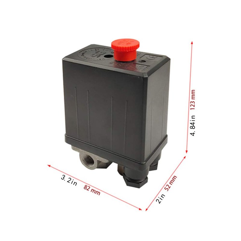 4-way Air Compressor Pressure Switch Central Pneumatic Control Valve Belt 90-120 Psi 110v-240v Regulating