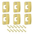 D-type Door Strike Plate 6pcs 57mm X 45mm Rounded Corners 201 Stainless Steel Latch Deadbolt For Frame Jamb Gold 
