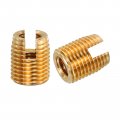 Uxcell Self Tapping Threaded Inserts 10pcs Inner M3-0 5 Outer M5x6 Brass Slotted Thread Repair Nuts