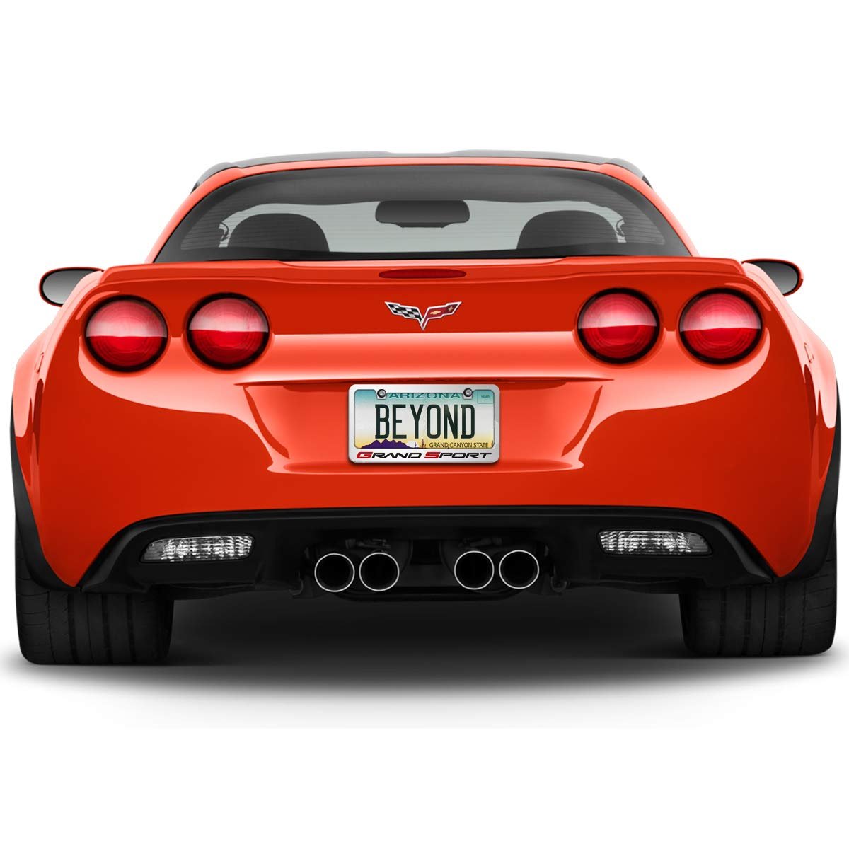 Chevrolet Corvette C6 Grand Sport In 3d On Mirror Chrome Metal License Plate Frame Official Licensed