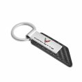 Ipick Image For Chevrolet Corvette C8 Carbon Fiber Texture Pu Leather Key Chain Keychain Official Licensed Silver