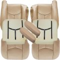 Tan Front Driver Passenger Bottom Top Lean Back Foam Cushion Armest Leather Seat Covers For Chevy Silverado Gmc Sierra 1500 