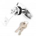 Qiilu Garage Door Lock T-handle Kit Rear Fixing T Handle Tool Box With 2 Keys For Trailer Caravan Canopy Silver