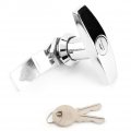 Qiilu Garage Door Lock T-handle Kit Rear Fixing T Handle Tool Box With 2 Keys For Trailer Caravan Canopy Silver
