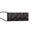 Fleur-de-lis Genuine Black Leather Brake Clutch Cover Set With 12 Fringe Debossed Regal Elegance 