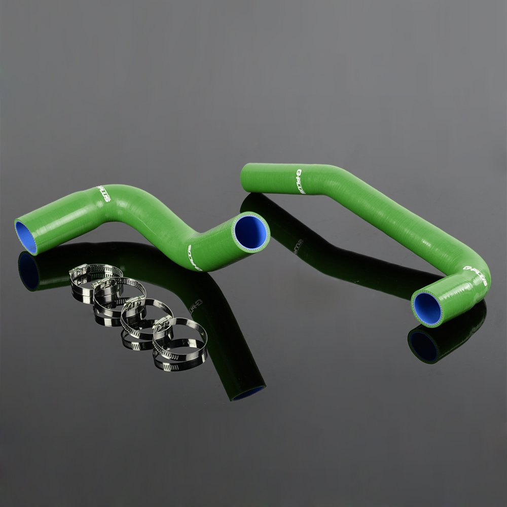 Silicone Radiator Hose Kit For 1987 2006 Jeep Wrangler Yj Tj 2 4 2l Green With Clamps Heavy Duty Nylon Cooling Tubes