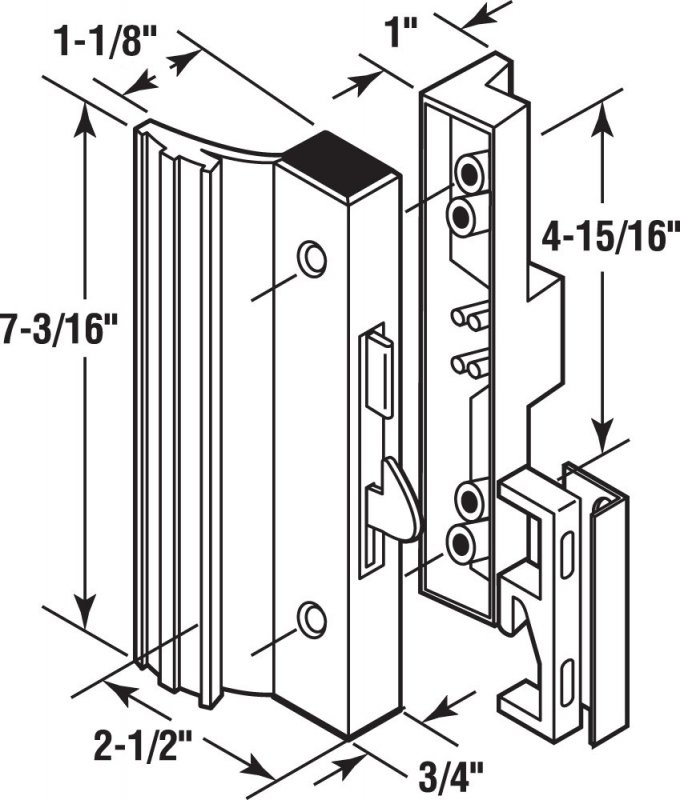 Prime-line C 1118 Extruded Aluminum White Surface Mount Handles With Anti-lift Hook Latch Single Pack