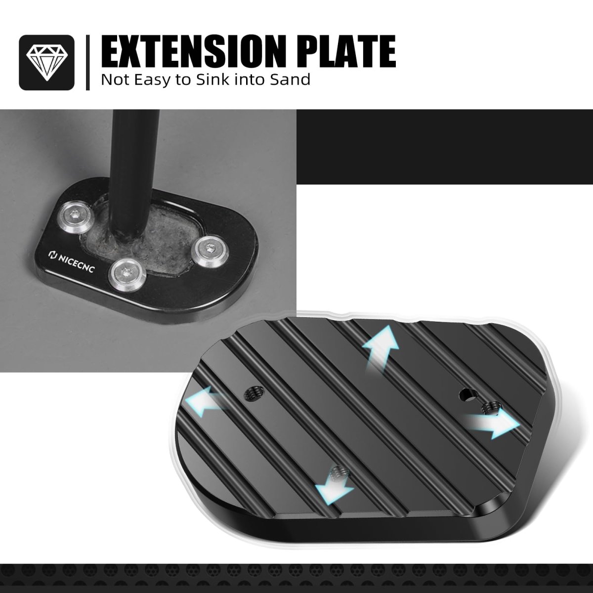Nicecnc Black Side Stand Extension Kickstand Plate Aluminum For Honda Xr650l 1993 1994 1995 1996 1997 1998 1999 2000 2001 2002