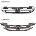 Hecasa Front Bumper Grille Compatible With 2013-2015 Honda Accord 4dr Sedan Hood Gloss Chrome Jdm Mod Style