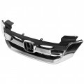 Hecasa Front Bumper Grille Compatible With 2013-2015 Honda Accord 4dr Sedan Hood Gloss Chrome Jdm Mod Style