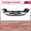 Hecasa Front Bumper Grille Compatible With 2013-2015 Honda Accord 4dr Sedan Hood Gloss Chrome Jdm Mod Style