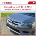 Hecasa Front Bumper Grille Compatible With 2013-2015 Honda Accord 4dr Sedan Hood Gloss Chrome Jdm Mod Style