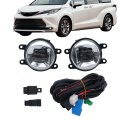 Left And Right Fog Lights Replacement For Sienna 2021-2023 Lamp Clear Lens With Wiring Kit To2593145 To2592145 