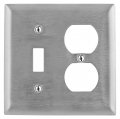 Bryant Electric Ss18 2-gang 1-toggle 1-duplex Standard Size 302 304 Stainless Steel Wallplate With Removable White Protective 