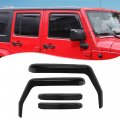 Partol Window Visor Side In-channel Deflectors For Jeep Wrangler Jk Unlimited 4-door 2007-2017 Sun Rain Wind Shade Guard Pack 