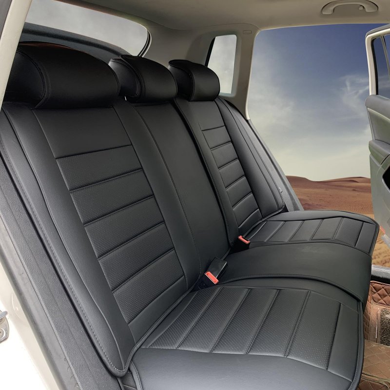 Waterproof Pu Leather Car Seat Covers Full Set For Most Cars Suv And Pickup Trucks Airbag Compatible Black Automotive Cushion