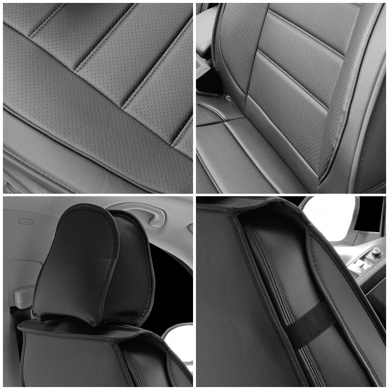 Waterproof Pu Leather Car Seat Covers Full Set For Most Cars Suv And Pickup Trucks Airbag Compatible Black Automotive Cushion