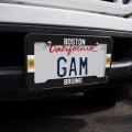 Boston Bruins Logo Stripe License Plate Tag Frame