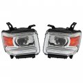Hecasa Pair Projector Headlight Lamp Assembly Compatible With 2014-2019 Gmc Sierra 1500 2500hd 3500hd Base Denali Sle Slt