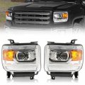Hecasa Pair Projector Headlight Lamp Assembly Compatible With 2014-2019 Gmc Sierra 1500 2500hd 3500hd Base Denali Sle Slt