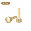 Uxcell M5x20mm Knurled Thumb Screws 4pcs Brass Bolts With Shoulder Grip Knobs Fasteners Tone