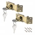 Uxcell 2 5-inch Keyed Hasp Locks Zinc Alloy Twist Knob Locking W Screws For Door Cabinet Alike Bronze Tone 2pcs
