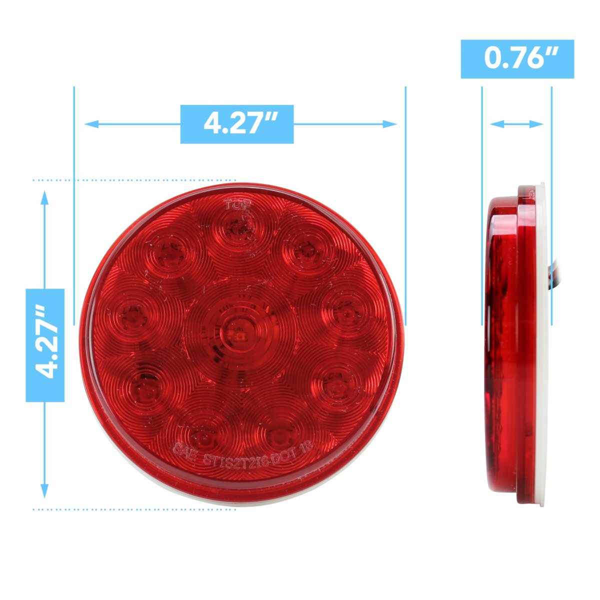 4 Red Led Stop Turn Tail Light Truck Utility Trailer Round Break 2