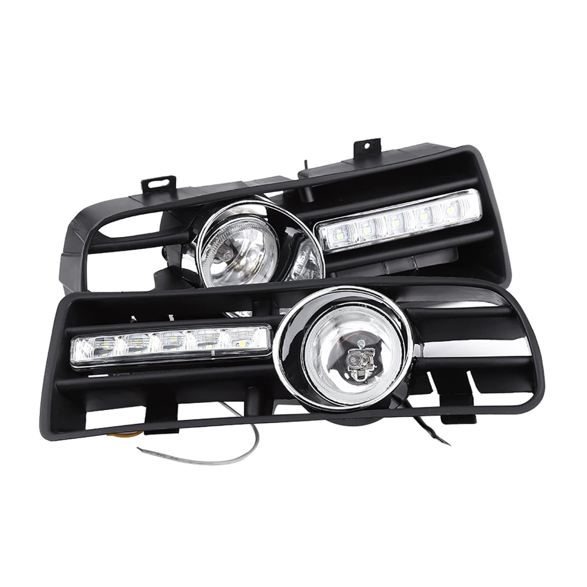 2pcs Led Drl Fog Light Grilles For 1997-2006 Tdi Mk4 H3 Bulb Replacement Daytime Running Kit