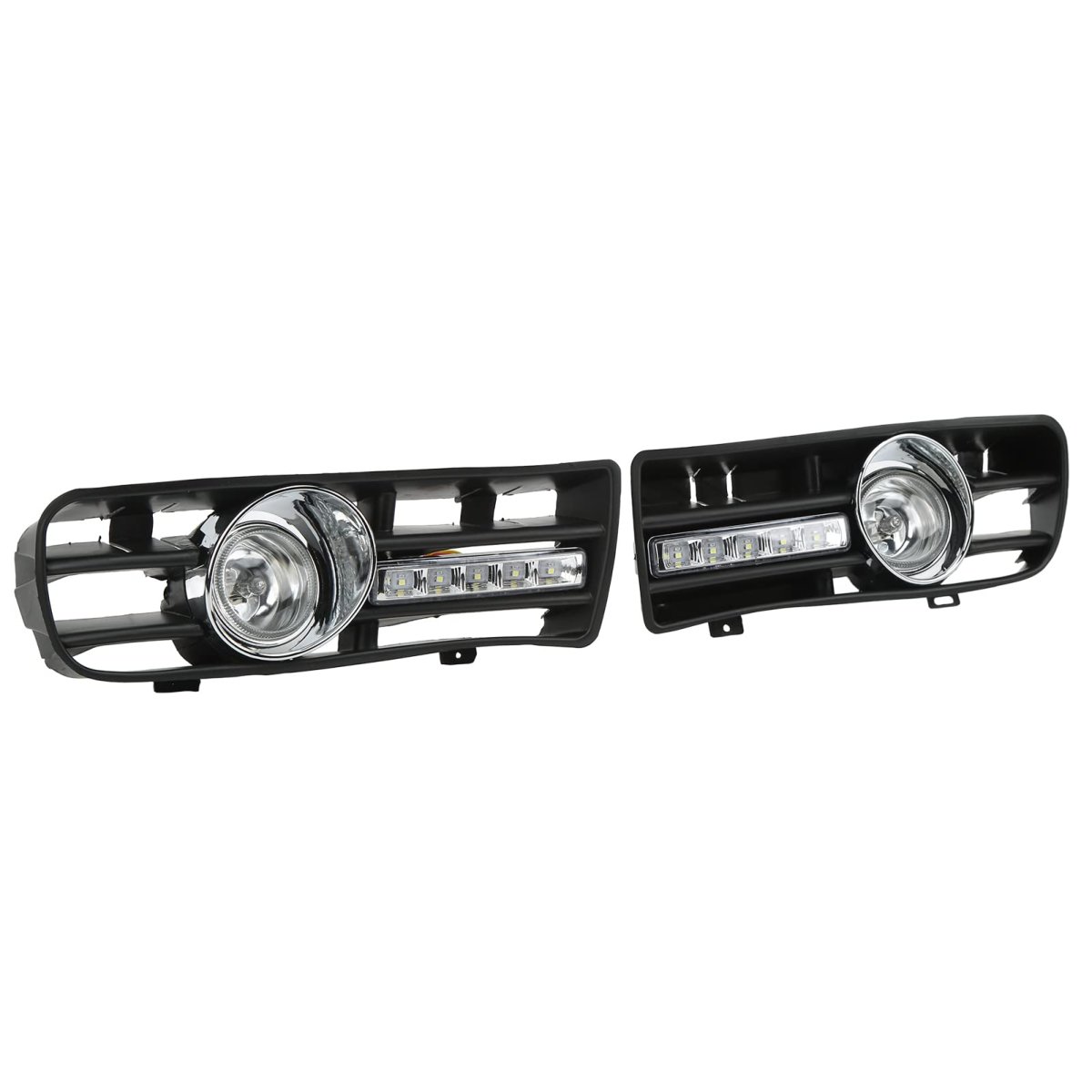 2pcs Led Drl Fog Light Grilles For 1997-2006 Tdi Mk4 H3 Bulb Replacement Daytime Running Kit